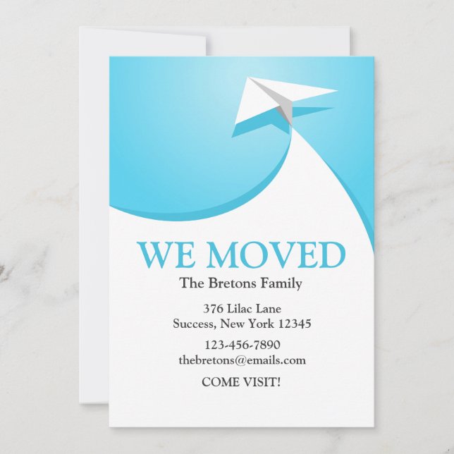 Paper Plane Moving Announcement (Front)