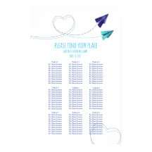 Paper plane watercolor dinner seating chart