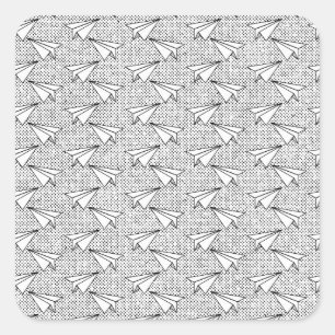 Paper planes vintage pattern. square sticker