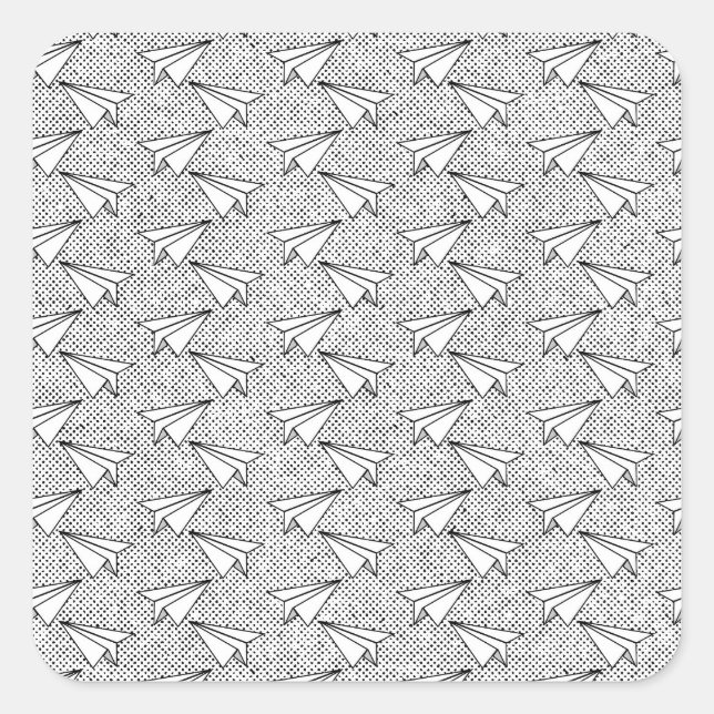Paper planes vintage pattern. square sticker (Front)
