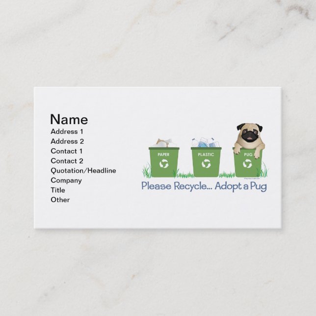 Paper Plastic Pug Business Card (Front)