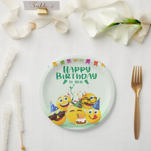 paper plat happy birthday in emoji  paper plates