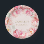 Paper Plate<br><div class="desc">This beautiful Pink Floral Paper plate is adorned with vibrant pink florals that will add a splash of elegance to your party. Most lettering is editable - click the "Customize Further" button to edit. Matching items in our store Cava Party Design.</div>