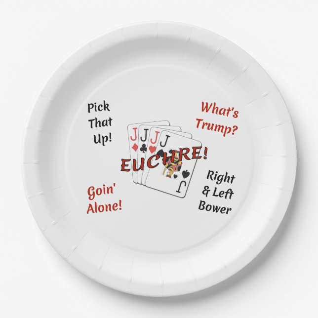 Paper Plate 9 inch - Euchre! (Front)