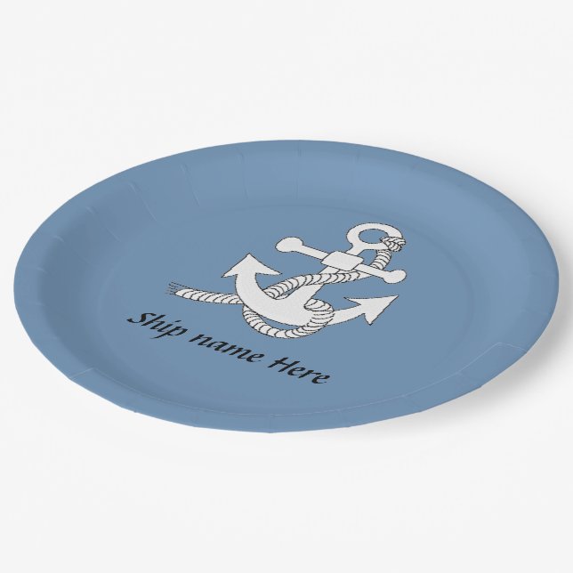 Paper Plate - Anchor with Ship Name (Angled)