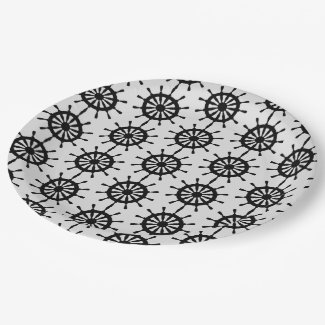 Paper Plate - Black Ship Wheels