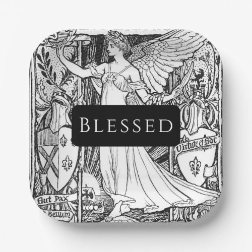 Paper Plate Blessed Angel Vintage Illustration 