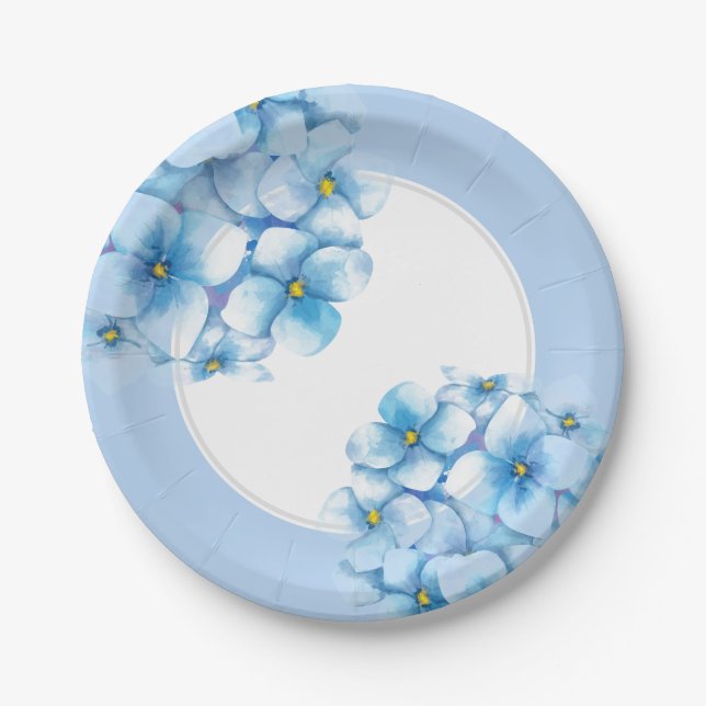 Paper Plate-Blue Hydrangeas Paper Plates (Front)