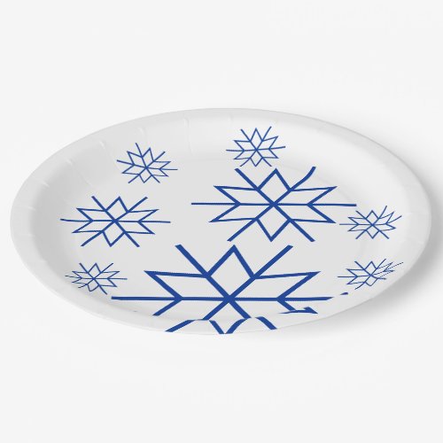 Paper Plate _ Blue Snowflakes