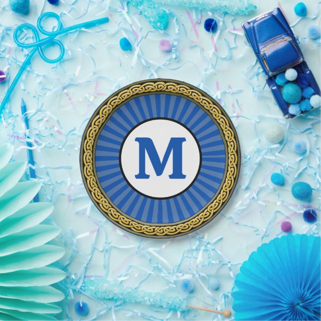 Paper Plate Blue Stripe - Personalized   (Party)