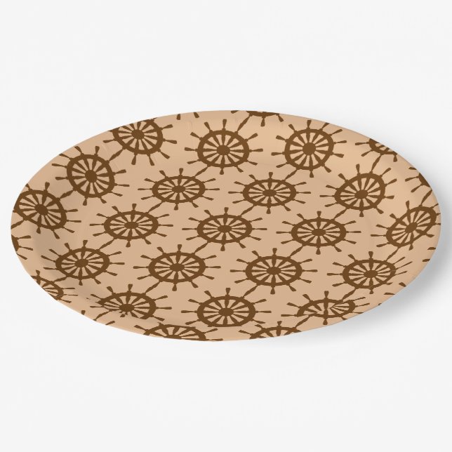 Paper Plate - Brown Ship Wheels (Angled)