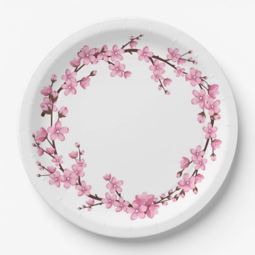 PAPER PLATE  CHERRY BLOSSOM WREATH