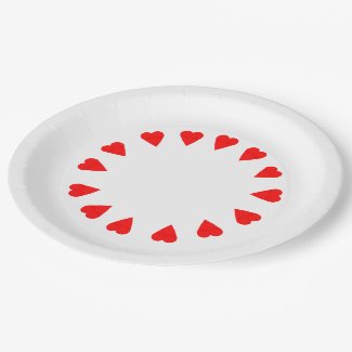 Paper Plate - Circle of Red Hearts