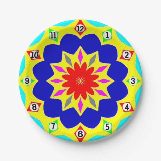 Paper Plate: Colored Clock Effect. Paper Plates (Front)