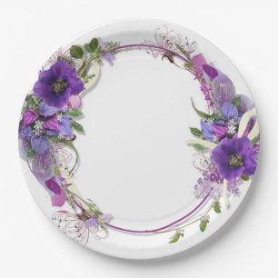 Paper plate "Colorful floral wreath "