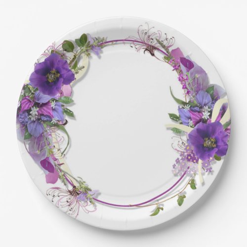 Paper plate Colorful floral wreath 
