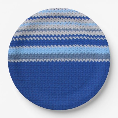 Paper Plate _ Crochet Pattern in Blue Stripes