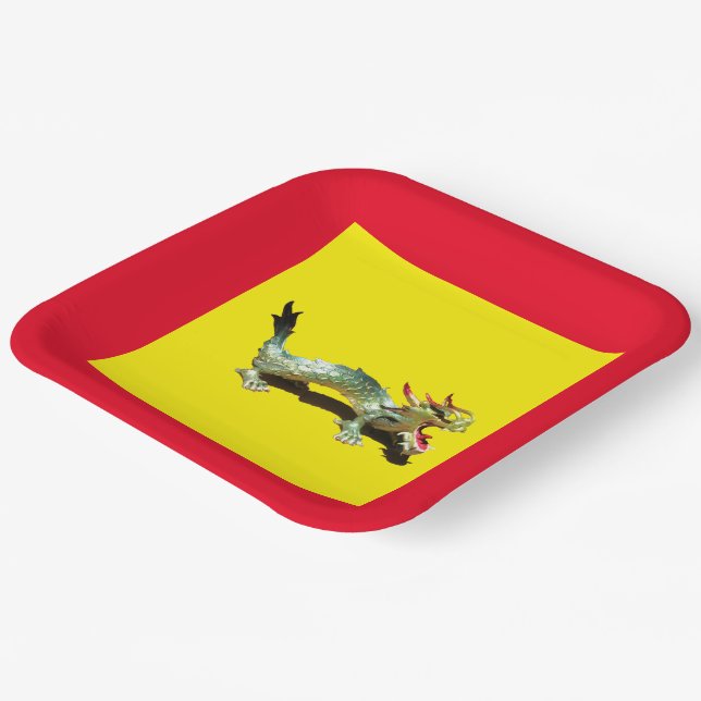Paper Plate - Dragon and Red Border (Angled)