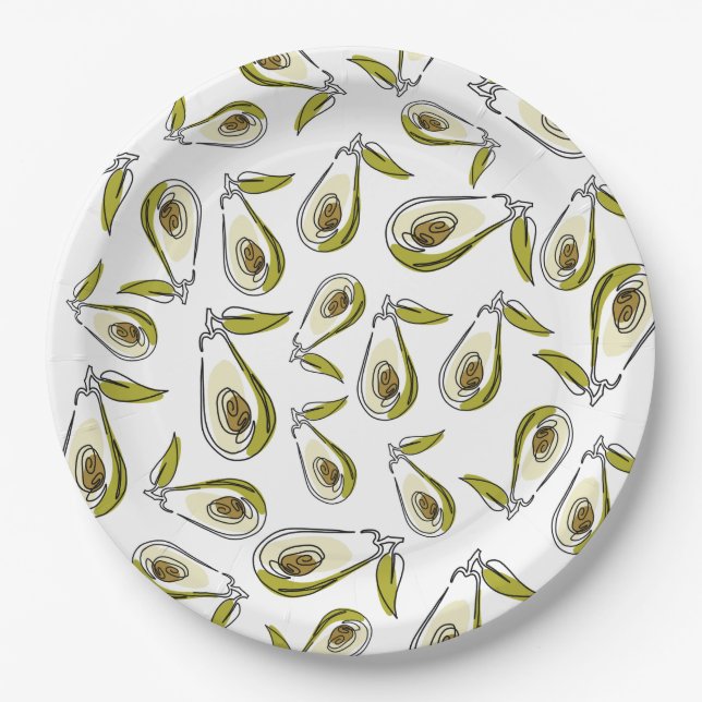 Paper Plate features a cute Avocado. (Front)