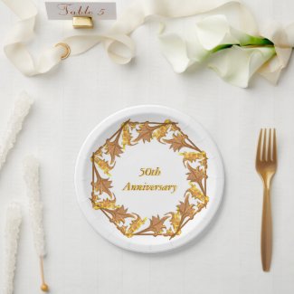 Paper Plate - Golden Leaves in a Circle