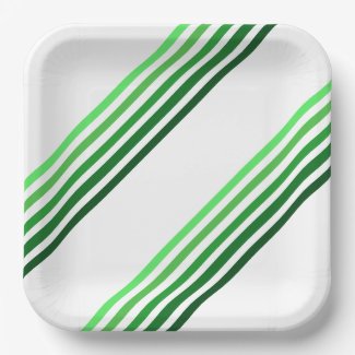 Paper Plate - Green Diagonal Stripes
