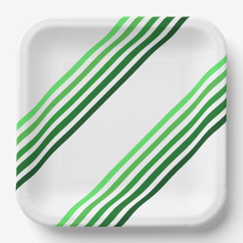 Paper Plate _ Green Diagonal Stripes