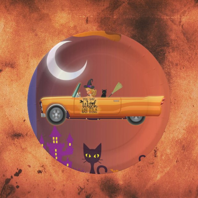 Paper Plate Halloween Witch ln Car (Creator Uploaded)