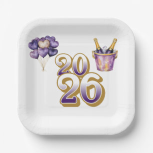 Paper Plate-Happy New Year 2026 Tableware Set Paper Plates