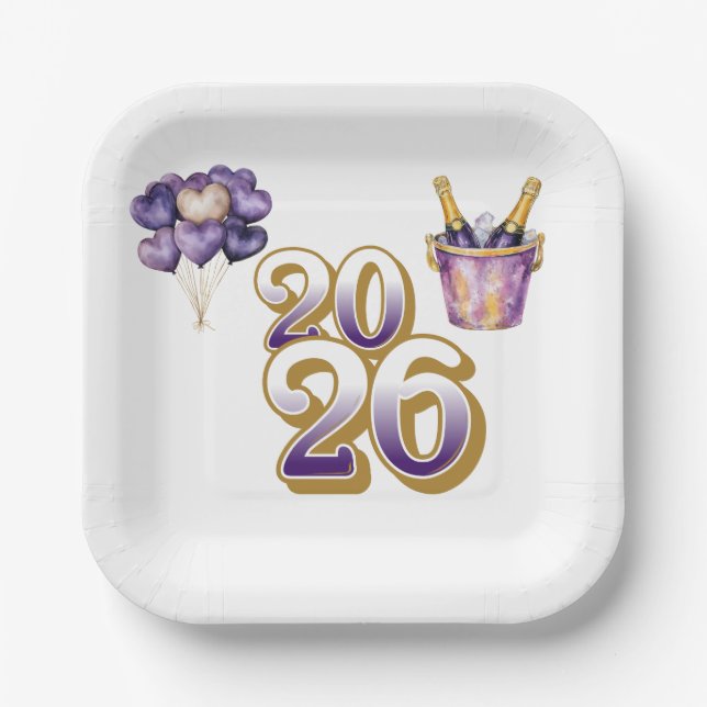 Paper Plate-Happy New Year 2026 Tableware Set Plates (Front)