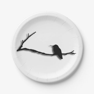 Paper Plate - Hummingbird Silhouette on Branch