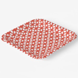 Paper Plate - Interlocking Red Rings