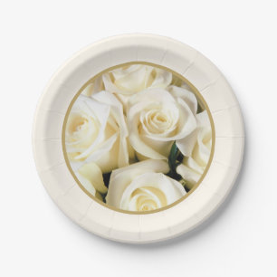Paper Plate-Ivory Roses Plates