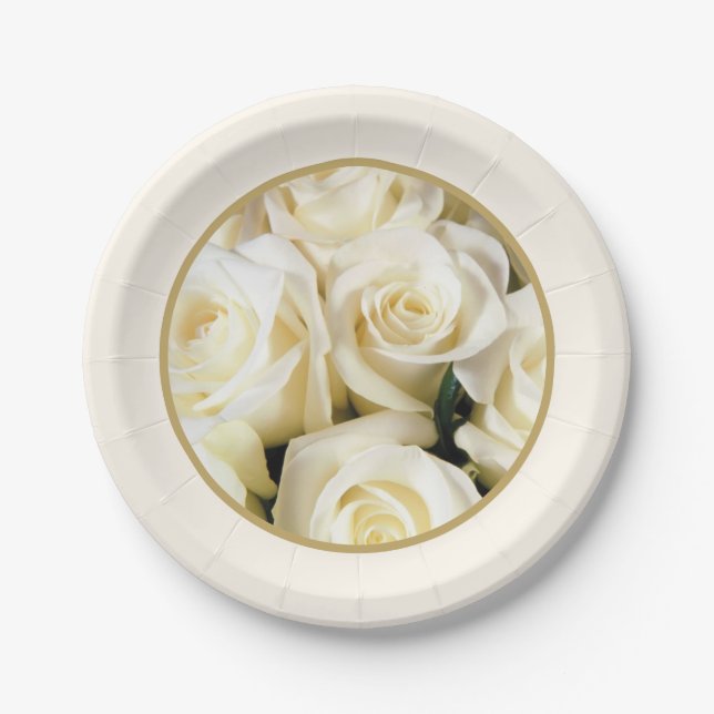 Paper Plate-Ivory Roses Plates (Front)