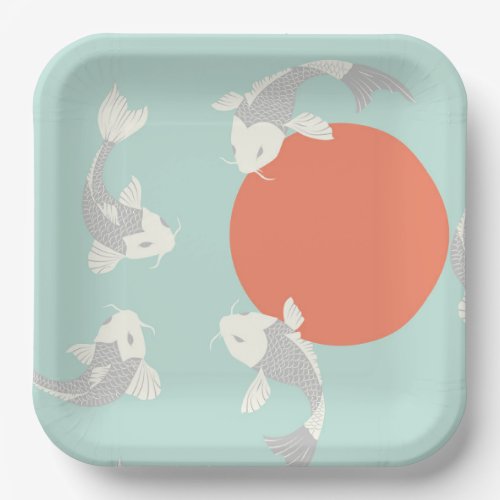 PAPER PLATE  JAPANESE STYLE  KOI FISH PATTERN 