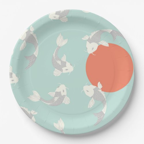 PAPER PLATE  JAPANESE STYLE  KOI FISH PATTERN 