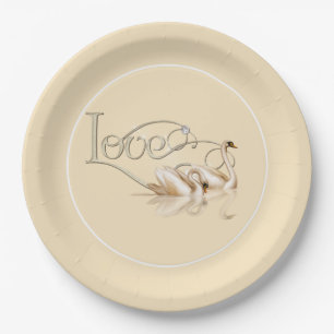 Paper Plate-Love Swans Paper Plates