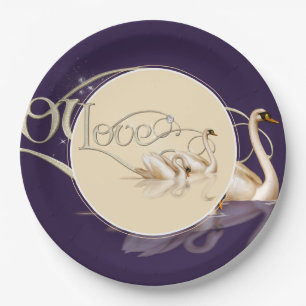 Paper Plate-Love Swans Paper Plates