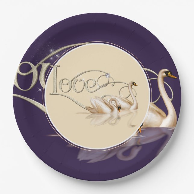 Paper Plate-Love Swans Paper Plates (Front)