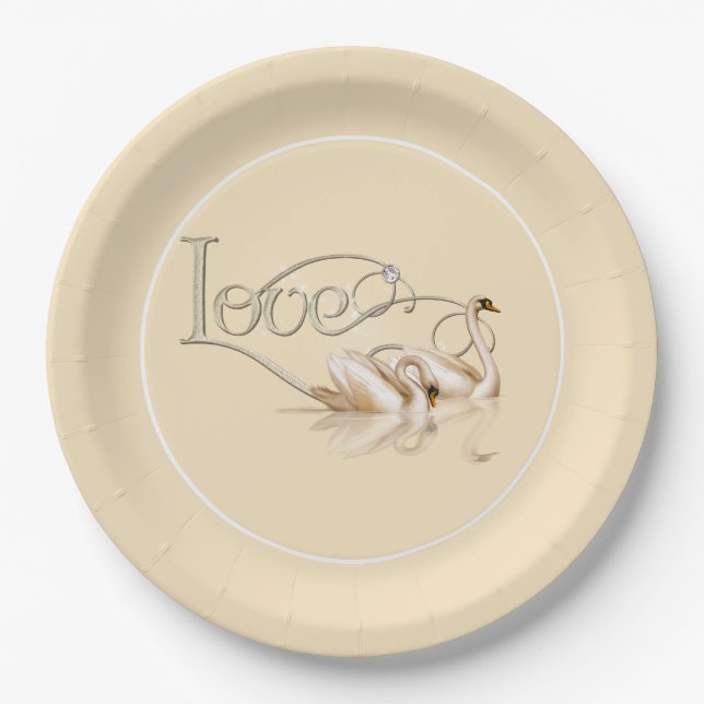 Paper Plate-Love Swans Plates (Front)