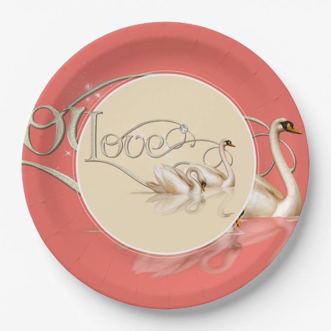 Paper Plate-Love Swans Plates (Front)