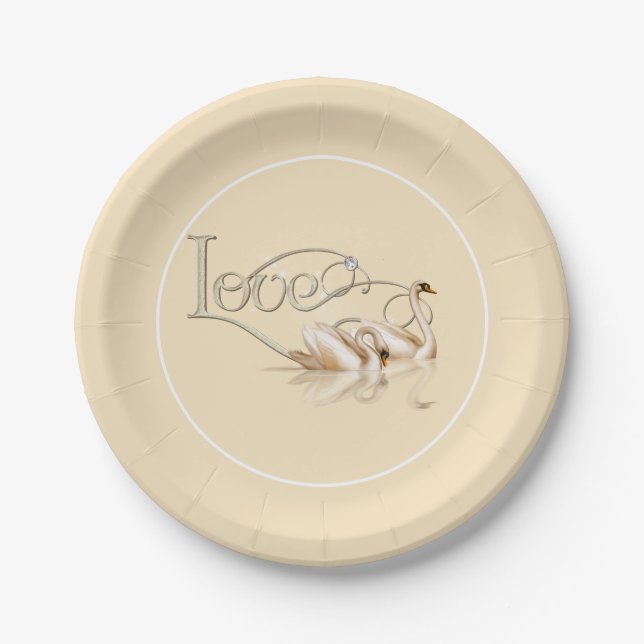 Paper Plate-Love Swans Plates (Front)