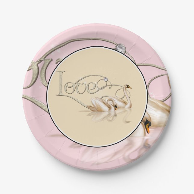 Paper Plate-Love Swans Plates (Front)