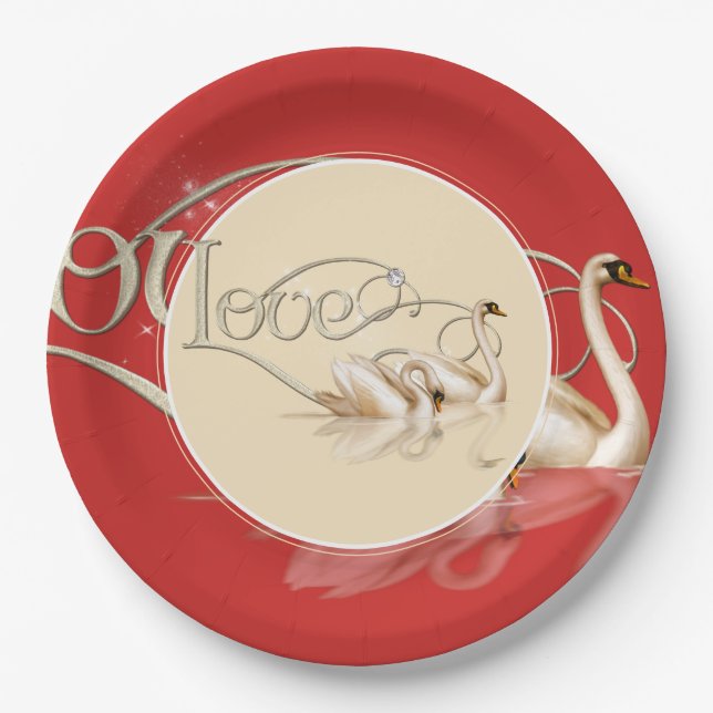 Paper Plate-Love Swans Plates (Front)