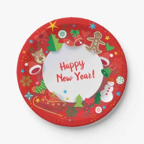 Paper Plate _ Merry Christmas Happy New Year XMAS