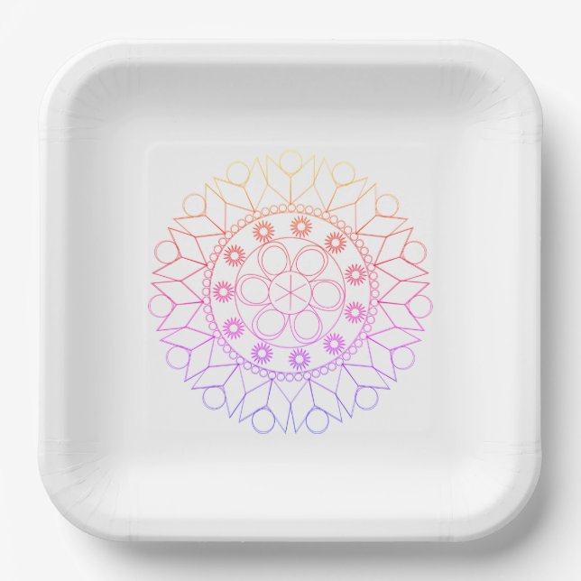 Paper Plate - Pastel Colored Mandala Pattern (Front)