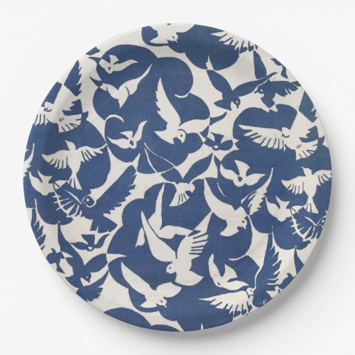 PAPER PLATE  PIGEONS IN WHITE  BLUE 1928