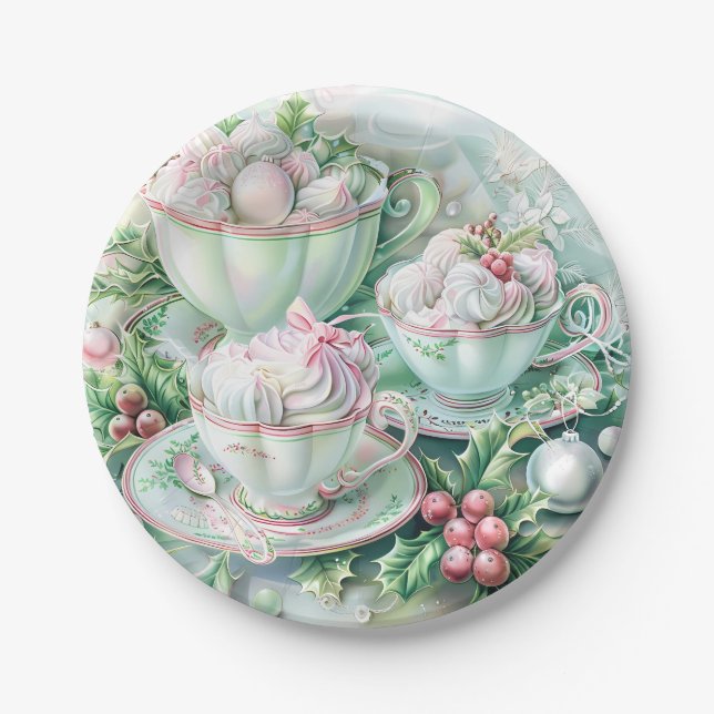 Paper Plate-Pink Victorian Christmas Plates (Front)