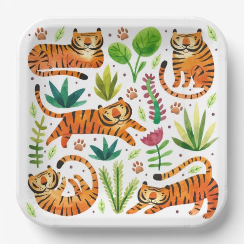 PAPER PLATE  PLAYING TIGERS