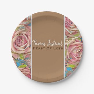 Jewish Gifts | Purim Festival Presents | Kitchen, Home, Dining, Household, Cookware, Drinkware, Serveware, Tableware Items Paper Plate Purim Festival Feast Of Lots Gold