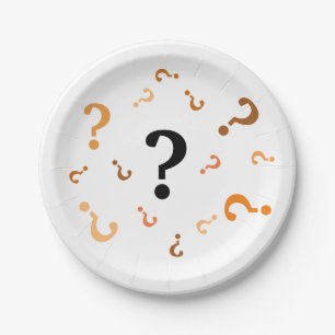 Paper Plate - Question Marks in Orange and Brown